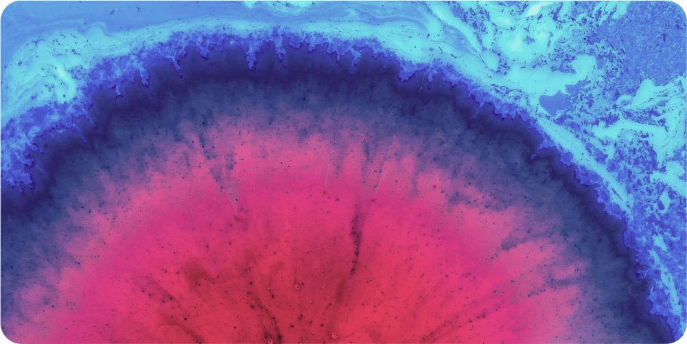 Абстрактное искусство с ярким красным центром и тёмно-синими краями, окружёнными более светлыми голубыми завитками. Изображение передаёт динамичное, энергичное настроение.